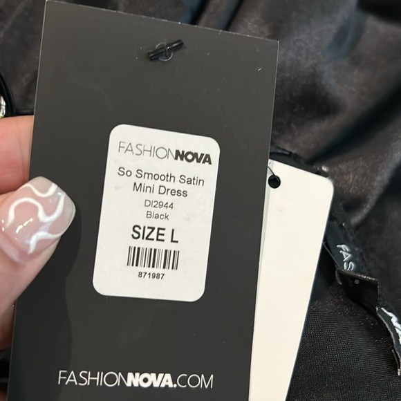 OUT OF STOCK- So Smooth Satin Mini Dress - Black SIZE L - Picture 6 of 6